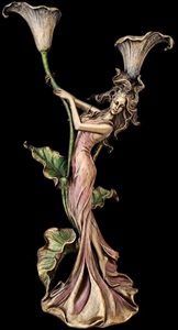 Køb Art Nouveau lysestage kvinde lilje